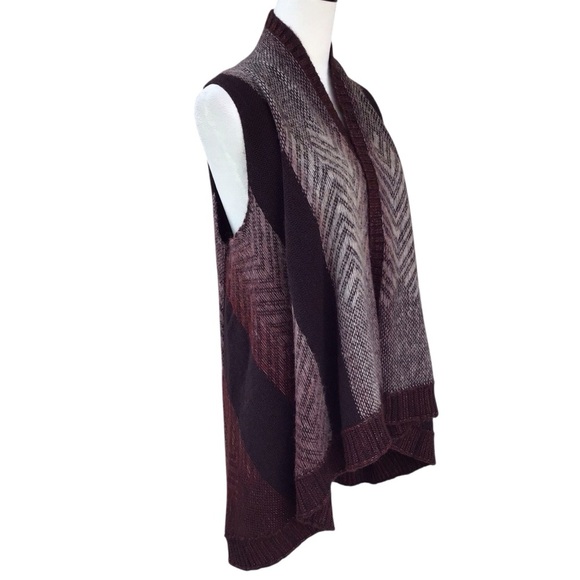 ANTHROPOLOGIE Sleeping on Snow Mabli WOOL Blend Open Vest Size XS S Brown Cozy - Picture 5 of 11